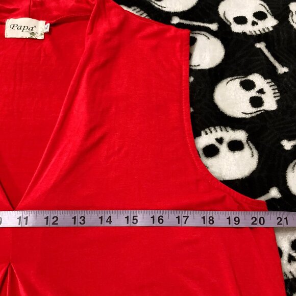 PAPA VANCOUVER Red v-neck short-sleeve top ~ Stretchy LARGE XL 1X shirt - Picture 7 of 15